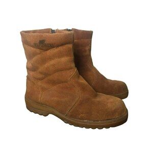 EXPLORERS Brown Tan Leather Suede Ankle Hiking Boots Zip Sherpa Lined SZ 8